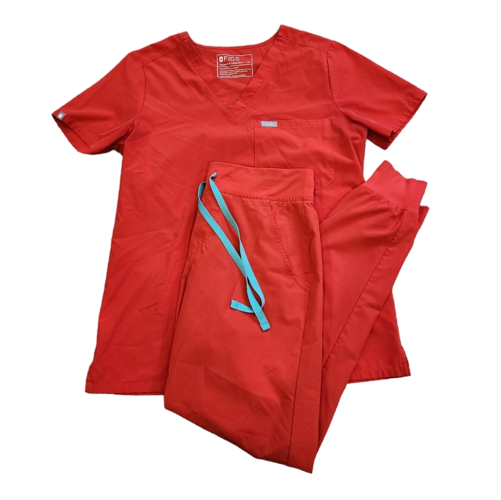 Figs Rare Color Zamora FIONlite Awesome Red Matching Scrubs Set Women's Size XS
